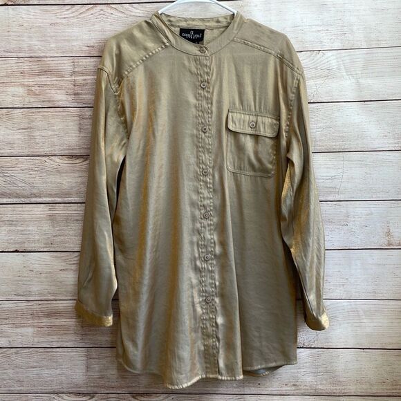 Carole Little Tops - VINTAGE CAROLE LITTLE SPORT TUNIC TOP‎ IN METALLIC GOLD